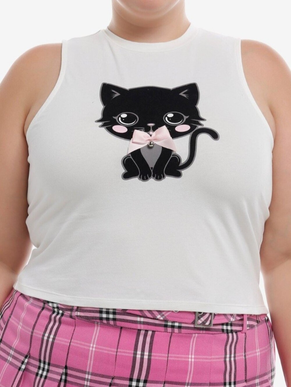 NEW‎ Hot Topic kawaii black cat cropped plus size tank top 2X